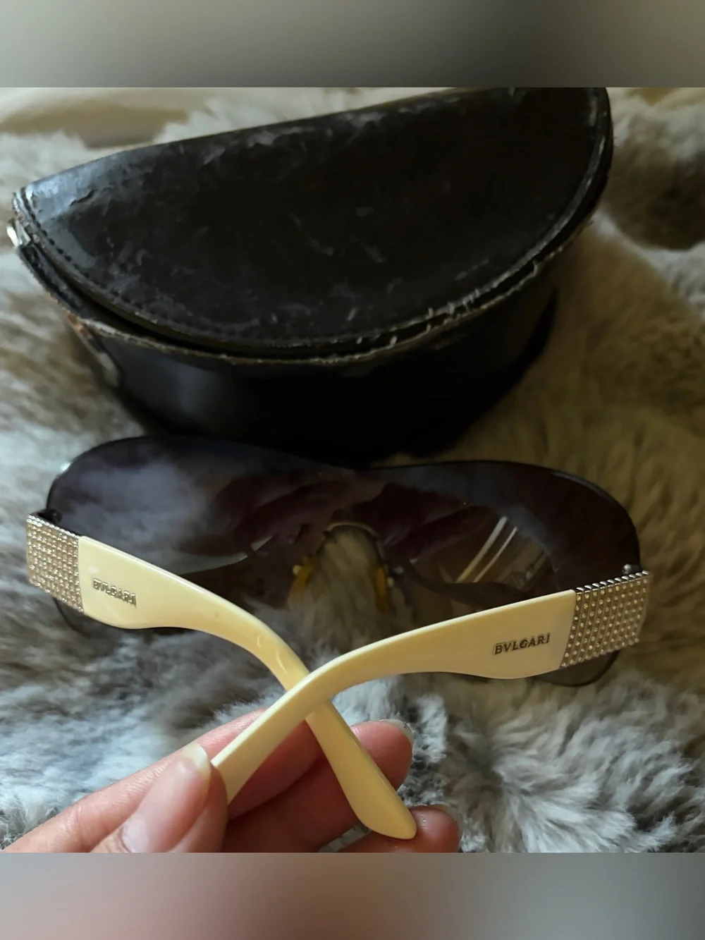 BVLGARI White and Brown woman Shield Sunglasses - Designer Made in Italy